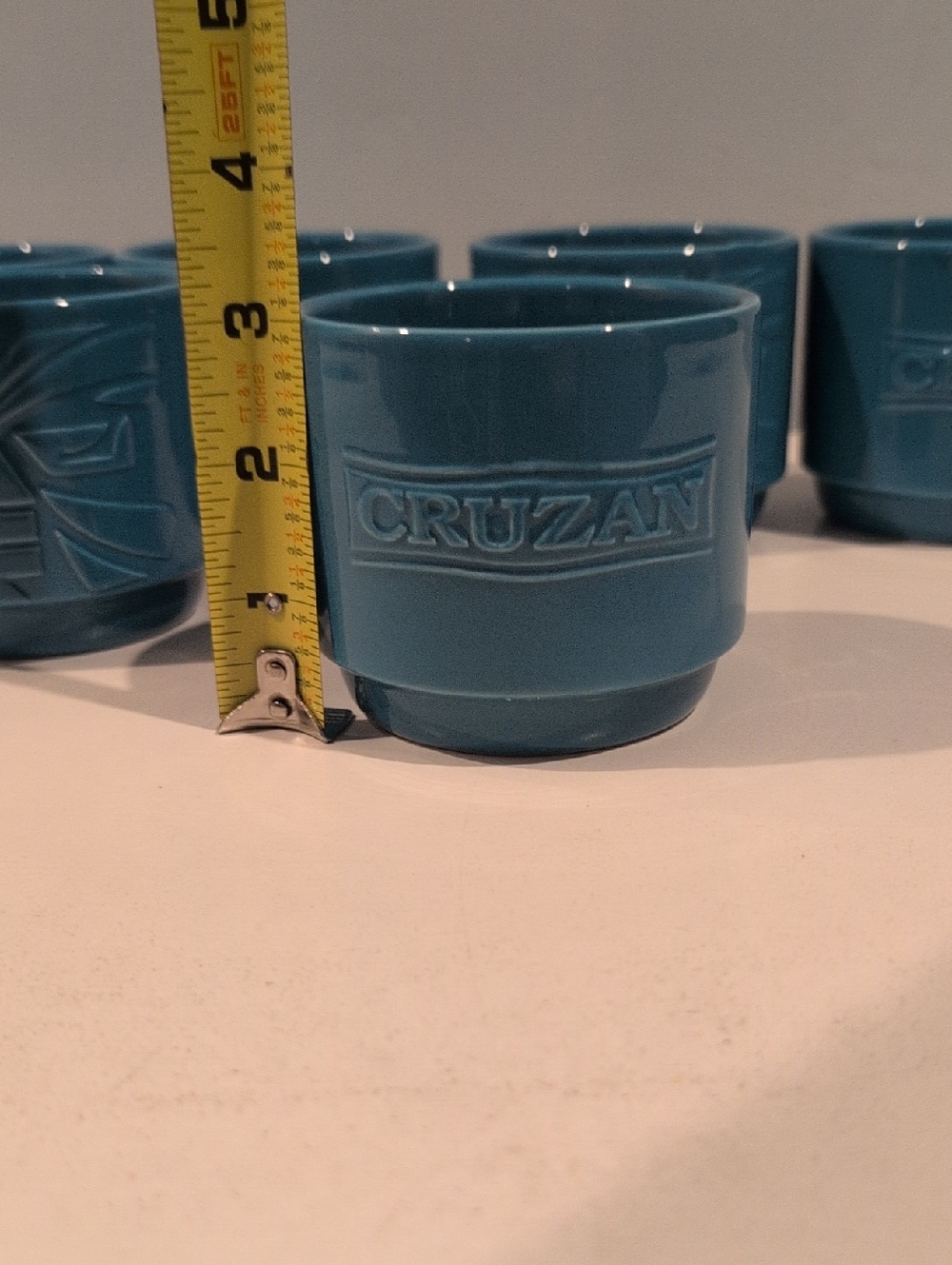 Set Of Six Ceramic Cruzan Rum Stackable Turquoise Tiki 10 Ounce Mugs - Picture 15 of 16